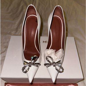 Amina muaddi Rosie heels in white
